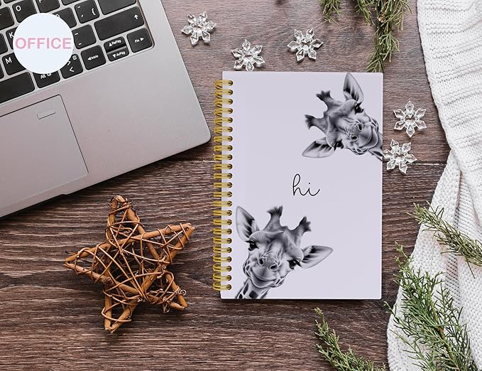 Giraffe Notebook Journal,Purple Cute Animal Notebook Journal for School Women Teen Girls Kids,Gifts for Giraffe Lovers,Hardcover Spiral Notebooks for Work Notes Journaling,5.5x8.3 Inch