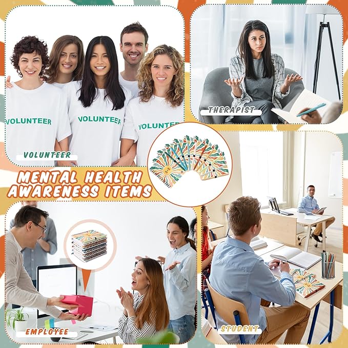 Janlaugh 20 set Inspirational Notebooks Gift Bulk for Women Mental Health Notebook with Sticky Note Motivational Ballpoint Pen Employee Psychology Pocket Journal for Medical Assistant Teacher Student