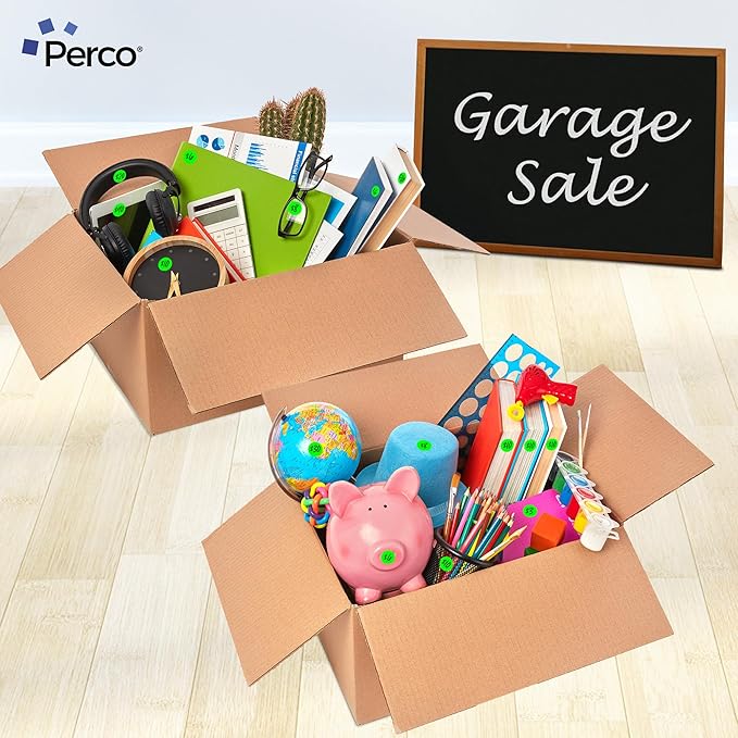 Perco Fluorescent Green 1-Inch Round Circle Dot Sticker Labels with Easy Peel Perforation - 1,000 Labels per Roll - Strong Adhesion, Vibrant Colors for Organizing, Crafting & More - Made in USA