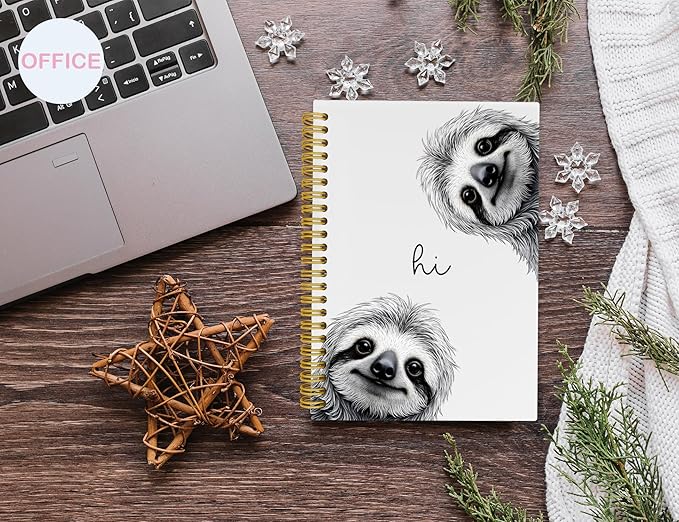Sloth Notebook Journal,Sloth Gifts for Girls,Cute Animal Notebook Journal for School Women Teen Girls Kids,Hardcover Spiral Notebooks for Work Notes Journaling,5.5x8.3 Inch