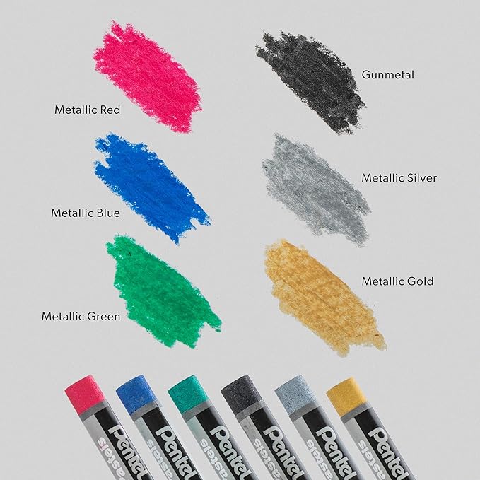 Pentel Arts Oil Pastels - 50 Color Set with Metallic and Fluorescent Packs, 3pk Set