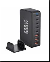 Famous TECH Shop 600W III PD 3.1 USB C Charger: 8 Port Fast Charging Hub | 5 USB-C + 3 USB-A Smart Power Delivery Multiport Adapter for MacBook Pro, iPhone 15, iPad, Samsung Galaxy, Laptop