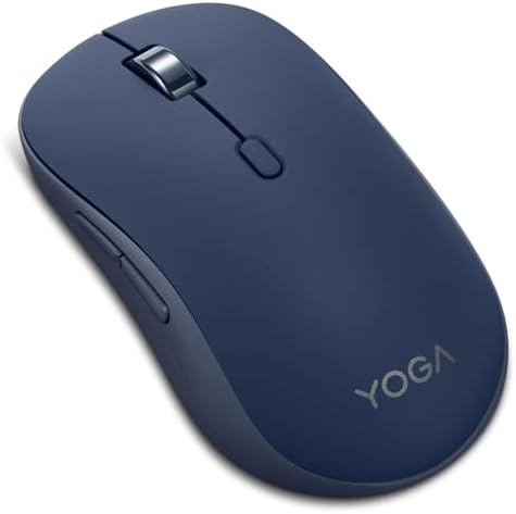 Lenovo Yoga Bluetooth Silent Mouse, 3 Level DPI Adjustment, 36 Month Battery Life, Bluetooth 5.3, 3 Device Paring, Whisper Quiet, Programmable Buttons, Smooth Finish, Cosmic Blue