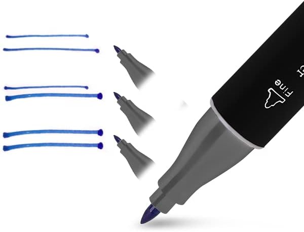 Caliart Markers, 100 Colors Dual Tip Art Markers Sketch Pens Permanent Alcohol Based, with Case for Adults Artists Drawing Illustration Sketching Coloring (Black Barrel)