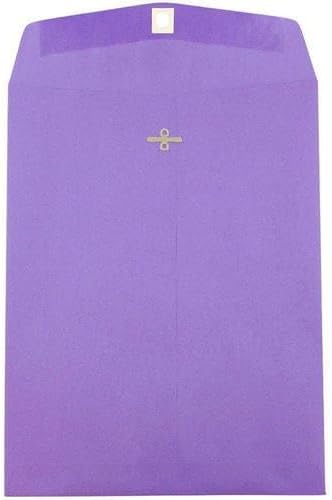 JAM PAPER 9 x 12 Colored Envelopes with Clasp Closure - Violet Purple Recycled - 100/Pack