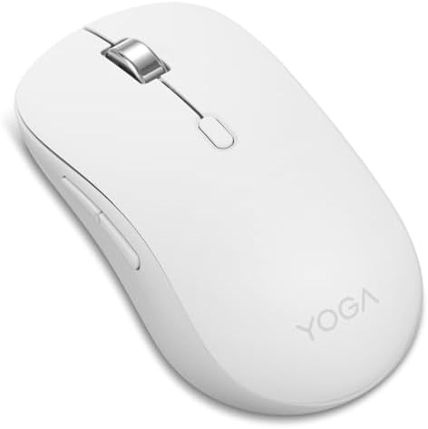 Lenovo Yoga Bluetooth Silent Mouse, 3 Level DPI Adjustment, 36 Month Battery Life, Bluetooth 5.3, 3 Device Paring, Whisper Quiet, Programmable Buttons, Smooth Finish, Seashell