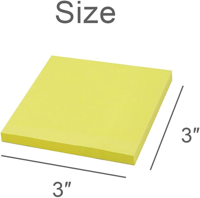Sticky Notes 3x3 Inches, Yellow Colors Self-Stick Pads, Easy to Stick for Home, Office, Notebook (20)