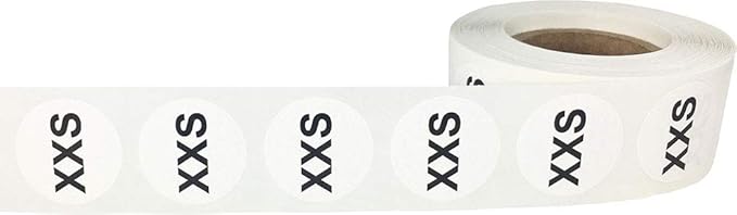 White Circle Extra Extra Small XXS Clothing Size Stickers for Retail Apparel 0.75 Inch 500 Total Adhesive Labels