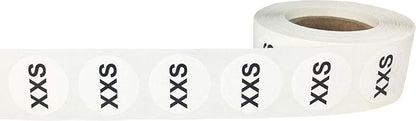 White Circle Extra Extra Small XXS Clothing Size Stickers for Retail Apparel 0.75 Inch 500 Total Adhesive Labels