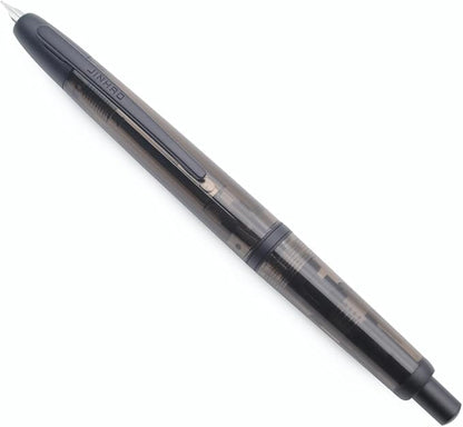 JINHAO 20 Press Fountain Pen, Retractable Capless Resin Pen with Ink Converter (F Nib 0.5mm, Transparent Black - Black Clip)