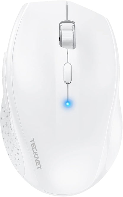 TECKNET Bluetooth Mouse, 4800 DPI Wireless Mouse, 2-Year Battery 6 Adjustable DPI, 6 Buttons Compatible with Laptop/Windows/Computer - White