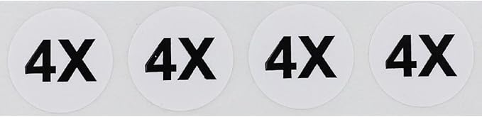 White Circle 4X Clothing Size Stickers - 3/4 Inch Round, 500 Adhesive Labels Per Roll for Retail Apparel, Clothing Organization, and Inventory - Made in The USA