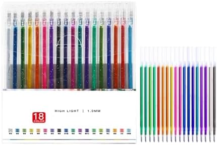 Implementarch Pens, implementarch glitter gel pen set, Iridescent Glitters Gel Ink Pen Set, for Coloring, Doodling & Crafting, Perfect for DIY Projects & Art (18 colors,With Refill)