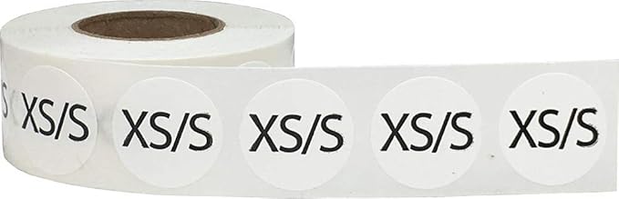 White Circle XS/S Clothing Size Stickers for Retail Apparel 0.75 Inch 500 Total Adhesive Labels