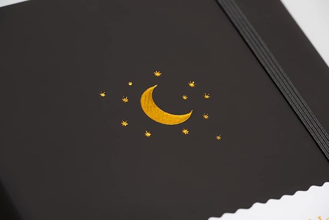 Yop & Tom Bullet Dotted Journal (A5) - Moon and Stars - Dot Grid Notebook With Extra Thick Paper (160 GSM) - Charcoal