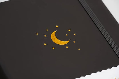 Yop & Tom Bullet Dotted Journal (A5) - Moon and Stars - Dot Grid Notebook With Extra Thick Paper (160 GSM) - Charcoal