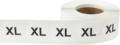 White Circle Extra Large XL Clothing Size Stickers - 3/4 Inch Round, 500 Adhesive Labels Per Roll for Retail Apparel, Clothing Organization, and Inventory - Made in The USA