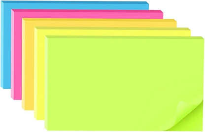 (5 Pads) Sticky Notes 3x5 in Bright Stickies Colorful Super Sticking Power Memo Pads Strong Adhesive
