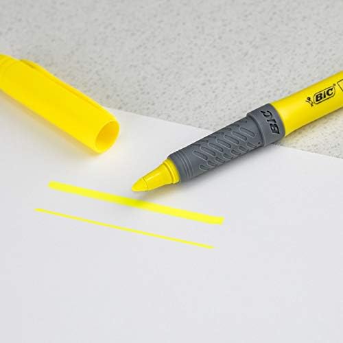 BIC Brite Liner Grip Highlighters, Chisel Tip (1.6 mm), Classic Yellow, 2-Count Pack, Best Highlighters for School Supplies and Office Supplies