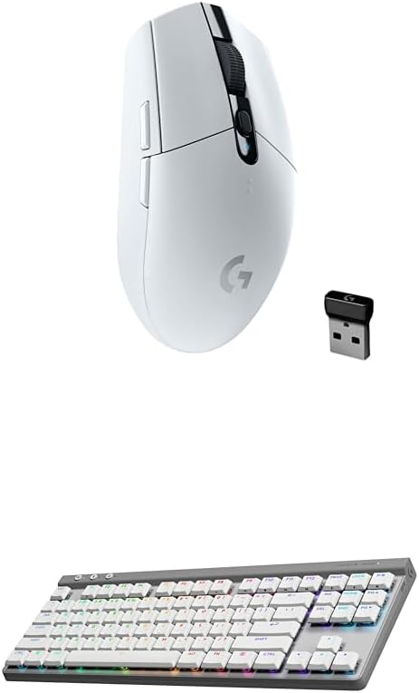 Logitech G305 Lightspeed Wireless Gaming Mouse + G515 TKL Wireless Gaming Keyboard (Tactile) Bundle: White