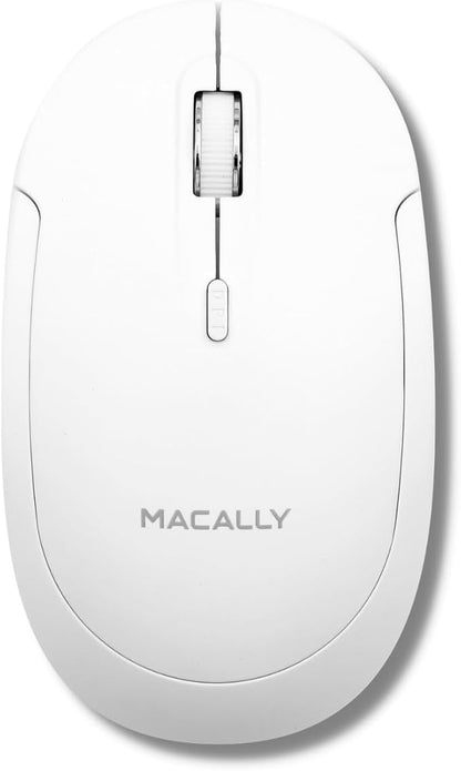 Macally Wireless Bluetooth Mouse for Mac, MacBook Pro/Air, iPad, and PC - Quiet Click and Comfortable Compatible Apple Wireless Mouse - White