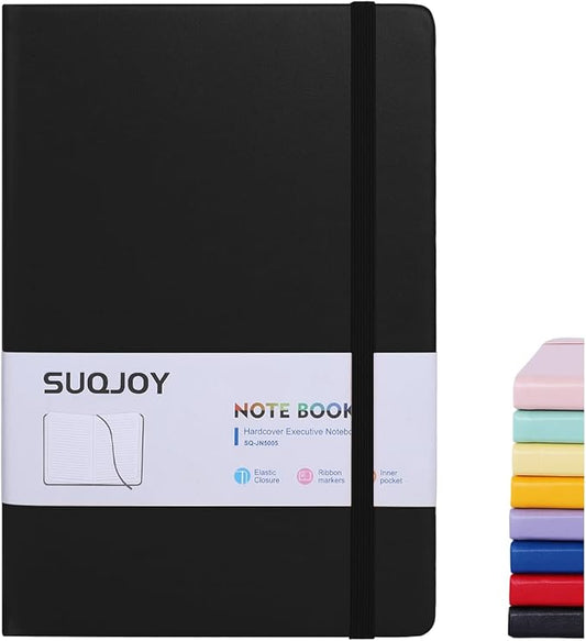 Lined Journal Notebooks for Writing, 100 GSM Thick Paper, 1 Pack Hardcover Notebooks, A5 College Ruled Notebook, Journaling Notebook for School/Travel/Office (Black- 1 Pack)