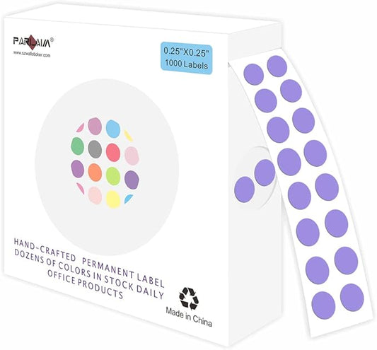 PARLAIM 0.25 Inch Color-Code Dot Stickers,1000 Stickers Roll Coding Label Sticker for Office,Student Classroom(Lavender)