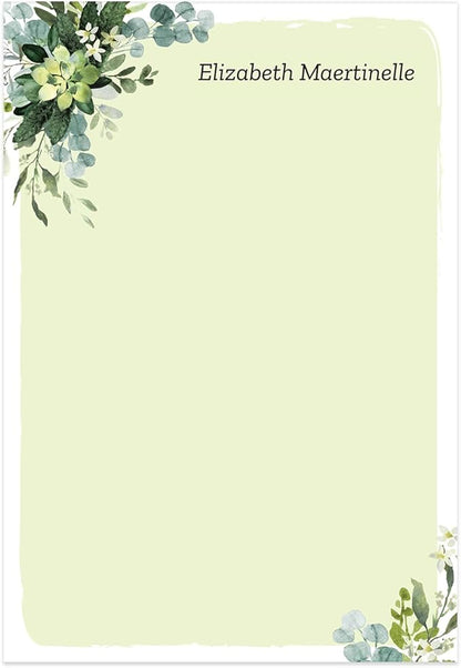 Modern Greenery Personalized Sticky Note Pads / 4" x 6" Repositionable Sticky Note Set/Set of 3 Illustrated Custom Botanical Pads