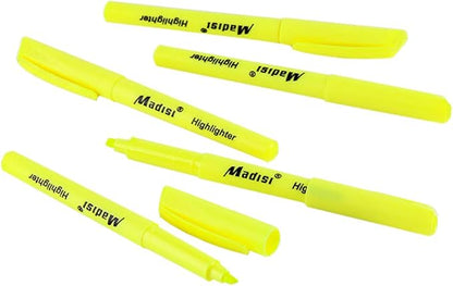 Madisi Highlighters, Chisel Tip, Fluorescent Yellow, Bulk Pack, 144-Count