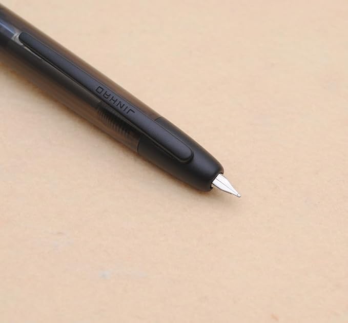 JINHAO 20 Press Fountain Pen, Retractable Capless Resin Pen with Ink Converter (F Nib 0.5mm, Transparent Black - Black Clip)