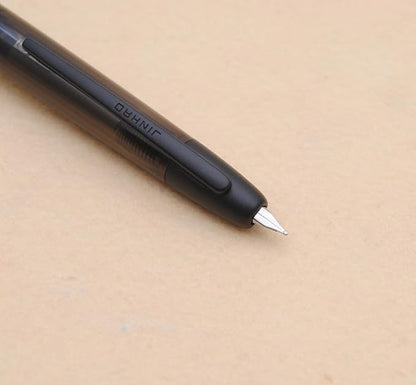 JINHAO 20 Press Fountain Pen, Retractable Capless Resin Pen with Ink Converter (F Nib 0.5mm, Transparent Black - Black Clip)