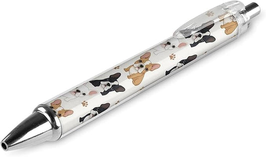 Black Ink Retractable Cute French Bulldog Ballpoint Pens, 0.5mm Medium Point Smooth Writing Gel Pens Men Women, 1 Pcs
