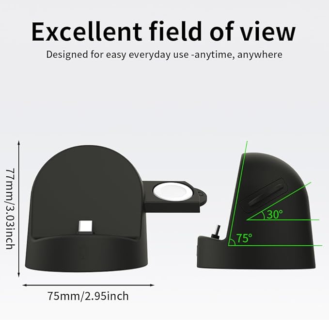 2 in 1 Charging Station for Apple Watch and Phone,USB-C Stand with Watch Charger,15W Fast Charging,Support Nightstand Mode,for Samsung/iPhone15/16/17,for iwatch 10/9/8/7/6/5/4/3/2/SE/Ultra/Ultra2