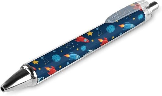 Gel Pens 1 Pack, Quick Dry Outer Space Pattern Black Ink Fine Point 0.5mm Writing Pen, Ballpoint Office Supplies