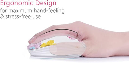JUHOO Wireless Mouse with Nano Receiver for PC, Laptop, Notebook, Computer, MacBook, Less Noise, Portable Mobile Optical Mice.(Flower).