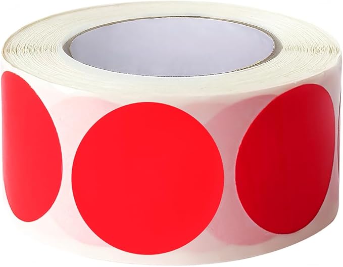 SHYGO® 1“ Red Circle Dot Stickers Color Coding Labels, 1000PCS 2 Rolls