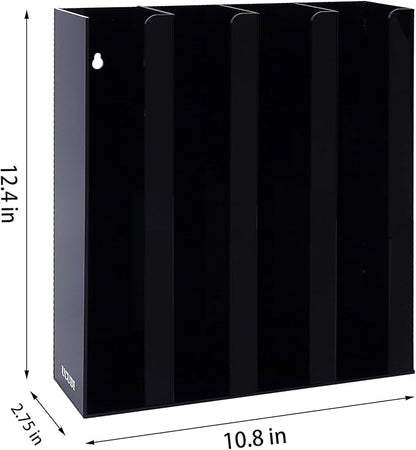 UCUDI Portion Sauce Cup Lid Holder for Restaurant 4 Compartments Plastic Sauce Cup Organizer Dispenser Fits Cups 2oz to 5.5oz in One Size for Counter or Wall Mount (Black)