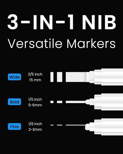 Thick White Jumbo Poster Markers: 3 Pcs 15mm Wide Tip Large Acrylic Paint Pens Big Permanent Markers Calligraphy Marker for Rock Painting, Sign, Canvas, Glass, Wood, Ceramic