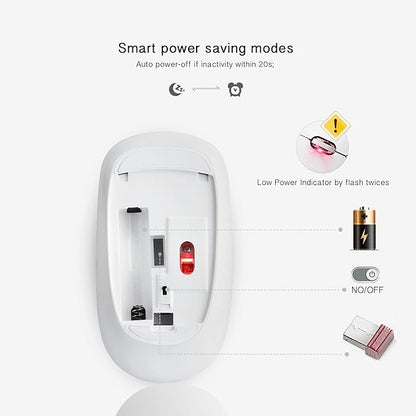 JOYACCESS Wireless Mouse for Laptop - Ultra Thin, Silent, 2400 DPI Portable Optical Mouse for Laptop,Computer,MacBook,Windows, Chromebook, PC (White + Pink)