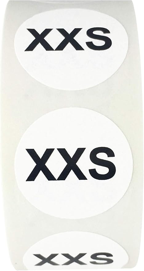 White Circle Extra Extra Small XXS Clothing Size Stickers for Retail Apparel 0.75 Inch 500 Total Adhesive Labels
