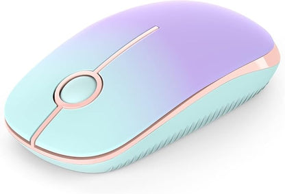 VssoPlor Wireless Mouse, 2.4G Slim Portable Computer Laptop Mouse with Nano Receiver Quiet Silent Optical Mice for Notebook, PC, Laptop, Computer-Mint Green to Purple