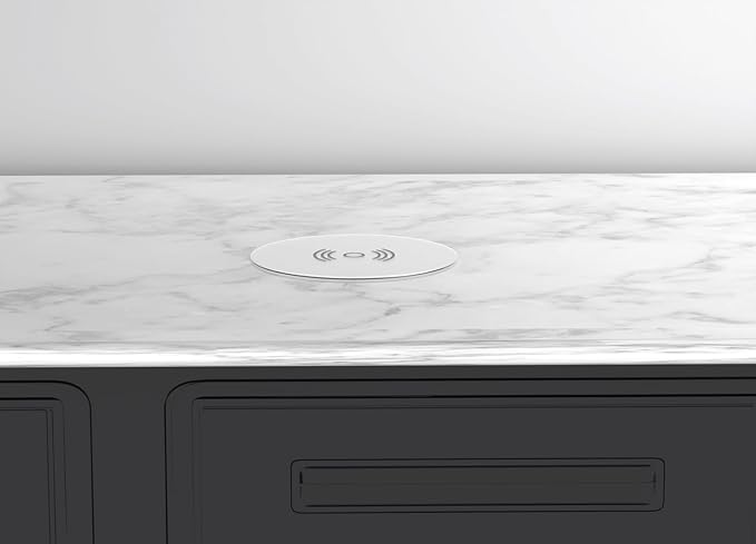 Pop up Outlet - 4-inch Hole,4-AC Outlet,20W USB C,15W Wireless Charging,2-USB Port,Desktop Recessed Grommet Power Outlet for Kitchen Island Countertop,6 ft Cable,White