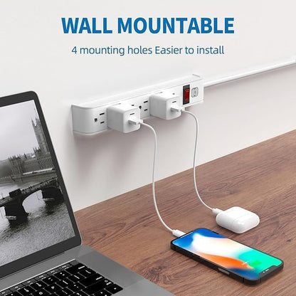 Power Strip Surge Protector, 6 Feet Extension Cord, 600 Joules Surge Protection, Multiple Protection 6 Outlet Strip, ETL Listed (25FT 1PACK)