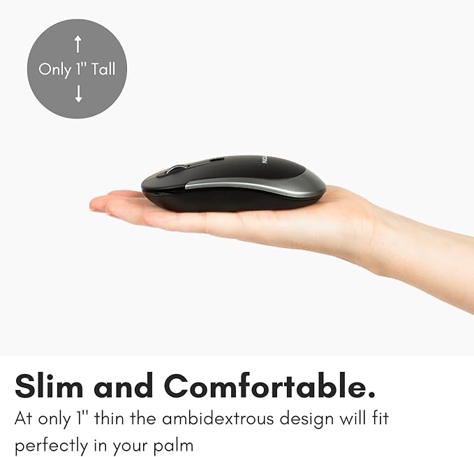 Macally Wireless Bluetooth Mouse for Mac, MacBook Pro/Air, iPad, Laptop, and PC - Quiet Click and Comfortable Apple Wireless Mouse - Space Gray