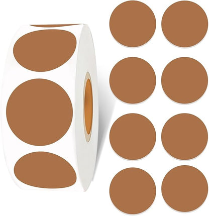 Starboling 800Pcs 1inch Brown Round Color Coding,Dot Stickers Labels,Can Writing for Office,Student Classroom and Other Scenarios