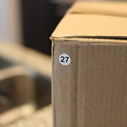 White with Black Number 27 Circle Dot Stickers, 3/4 Inch Round, 500 Labels on a Roll