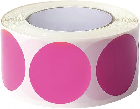 SHYGO® 1“ Pink Circle Dot Stickers Color Coding Labels, 1000PCS 2 Rolls