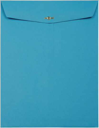 JAM PAPER 10 x 13 Open End Catalog Colored Envelopes with Clasp Closure - Blue Recycled - 10/Pack