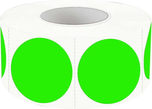 1 Inch Color Code Dot Sticker Round Labels, Fluorescence Green Garage Sale Stickers Price Tags Label Blank Yard Sale Circle Dot Stickers Writable Not Blurry (500Pcs)