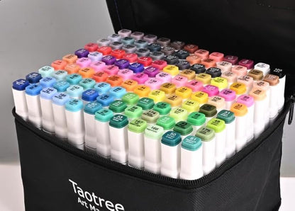 Taotree Alcohol Markers 120 Colors with Case & Holders, Dual Tips Art Coloring Markers Pens, Chisel & Fine Sketch Pens Art Supplies for Artist Kids Adult Coloring Books Drawing, Painting, Sketching